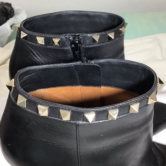 VALENTINO GARAVANI Black Calfskin Rockstud 100mm Ankle Boots Size 40 - Picture 11 of 16